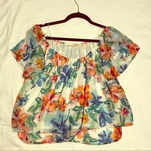 NWOT Fringe off the shoulder floral crop top